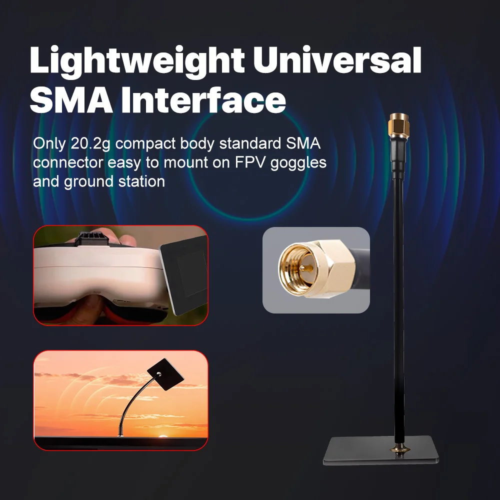 Foxeer 3.3G 7dBi RHCP Patch Directional Flat Panel Antenna High Efficiency SMA Connector 90 Degree Beam Angle for FPV Drone