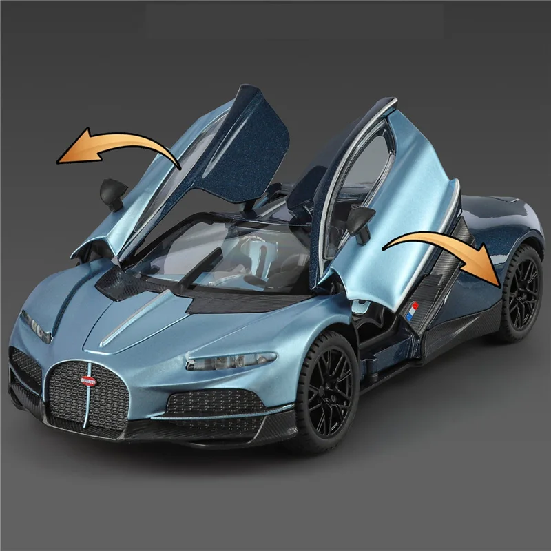 1:24 tourbillon chiron liga modelo de carro esportivo diecast metal pista veículos de corrida modelo de carro simulação de som e luz crianças presente