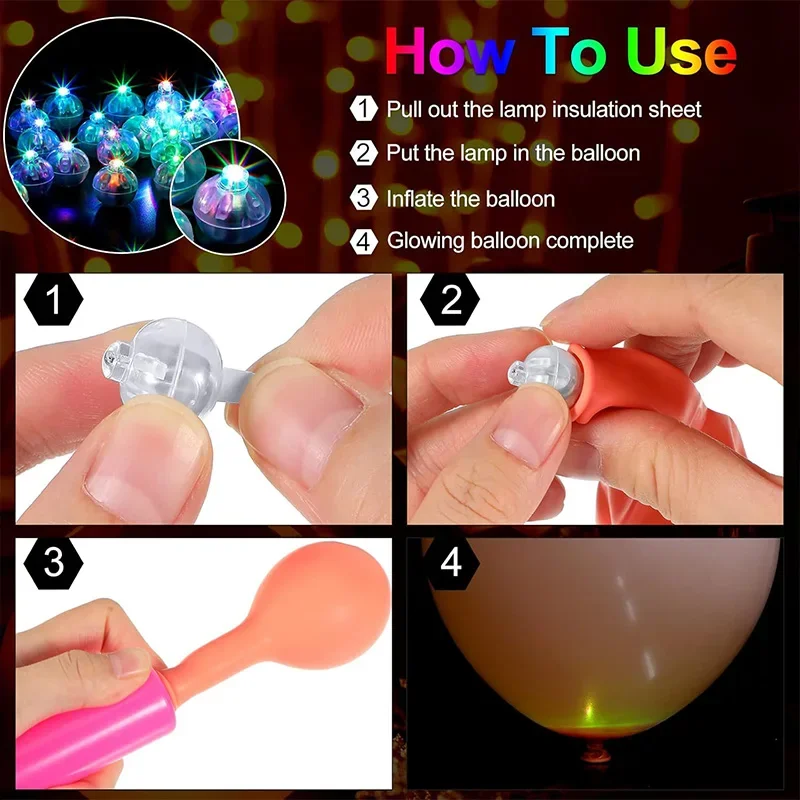 100/10PCS Mini LED Balloon Light Colorful Flash Luminous Tumbler Ball Lamps Lantern Lights Christmas Wedding Party Decorations