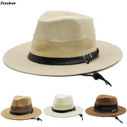 Summer Sunshade Fedora Hats Men Western Cowboy Hat Straw Beach Panama Wedding Party Caps Unisex Outdoor Fishing Chapeau New