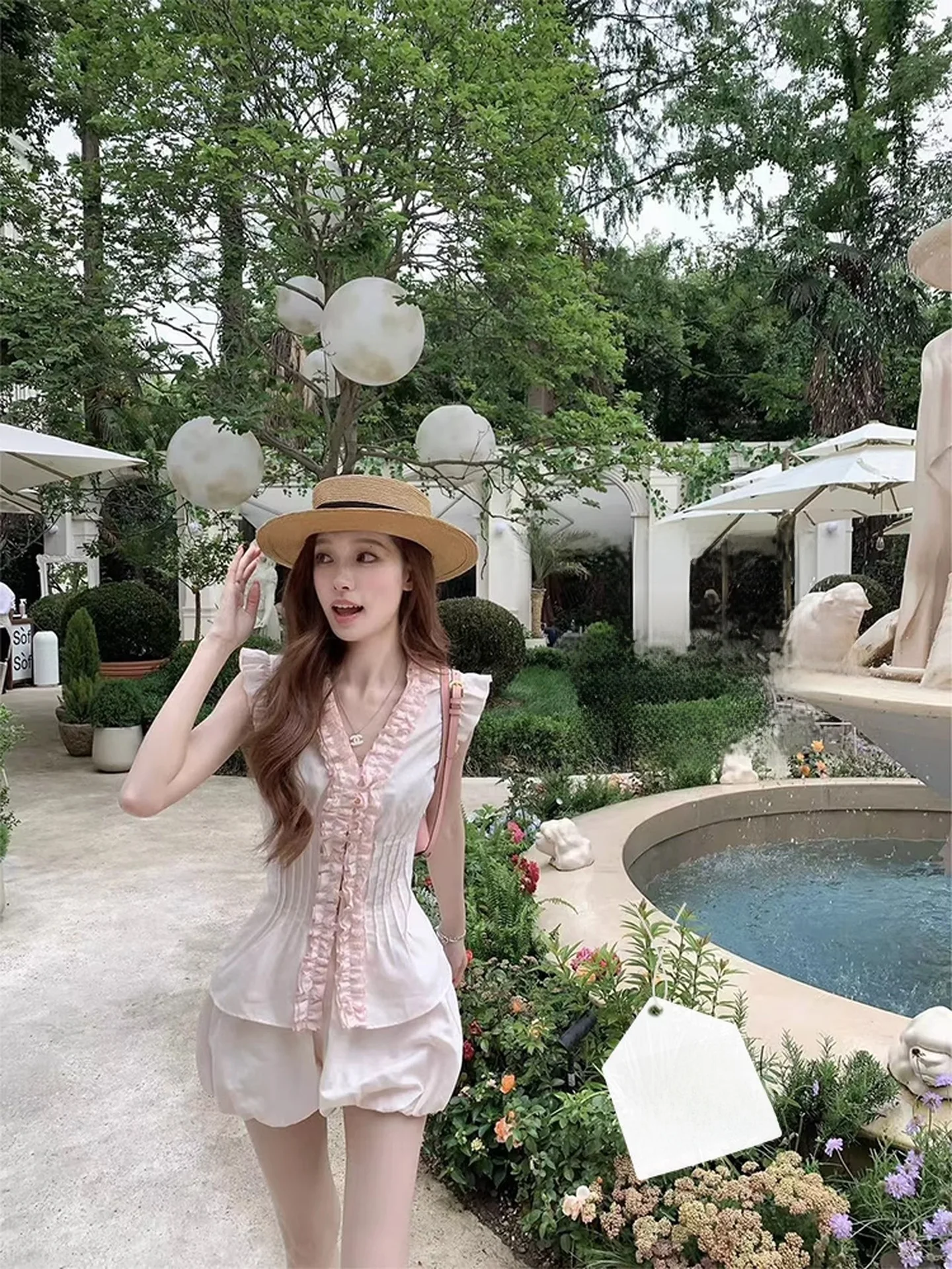 

Летний комплект Upinkpinky: хлопково-льняной топ с коротким рукавом и шорты-фонарики, модный женский комплект с круглым вырезом