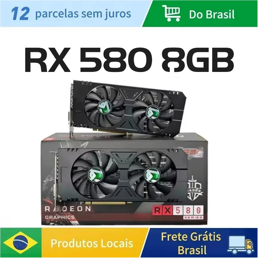 RX580 8GB Graphics Card  256Bit 2048SP PC 3.0×16o Cards Desktop Computer components Full New