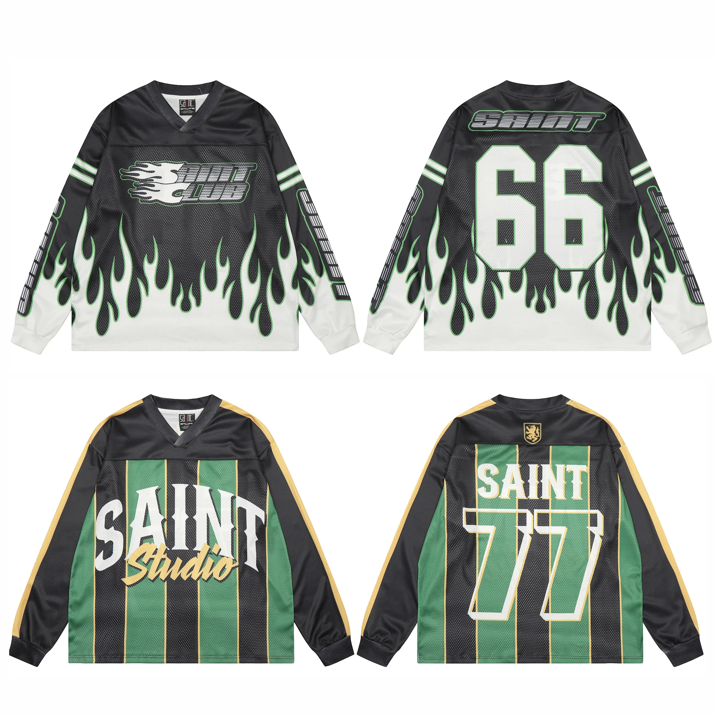 

Good Quality Mesh SAINT Patchwork Yellow BlueT-shirt Men Women Loose Tops Number Ventilate Vintage Tee T Shirt