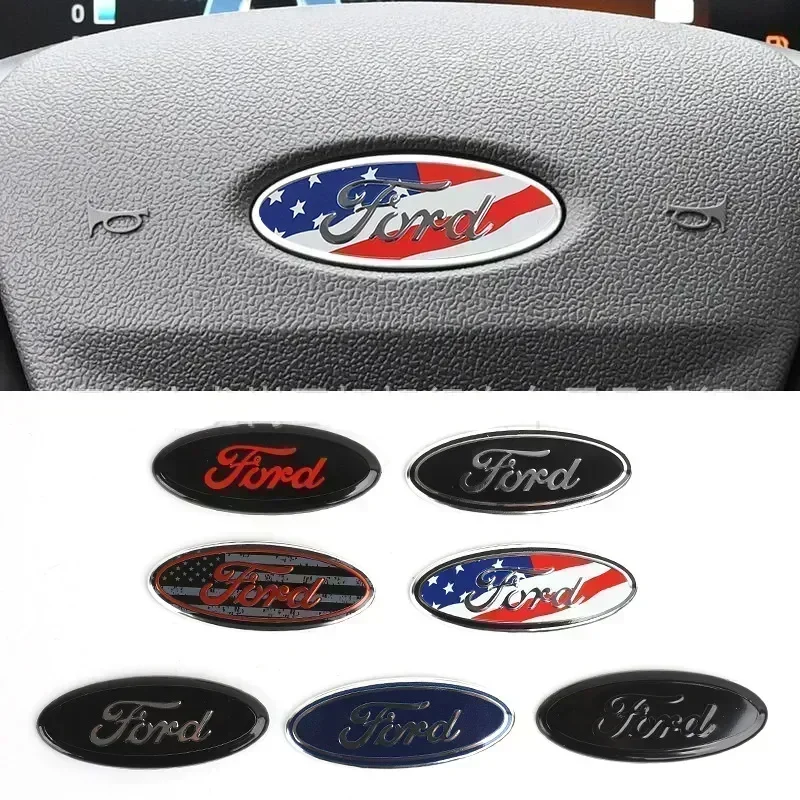 Cubierta Adhesiva para Emblema de Volante de Coche para Ford Focus Kuga Fiesta Edge Explorer Escape Ecosport Mondeo Fusion Ranger Roush