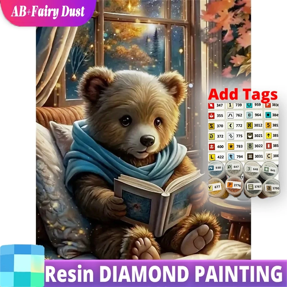 

Resin AB Fairy Dust Diamond Mosaic Bear Animal Acrylic Craft Supplies Painting Picture Rhinestones DIY Embroidery Home Decoratio