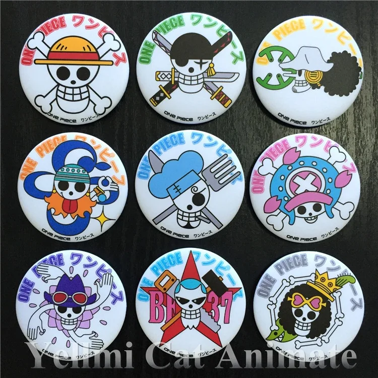 

One Piece Anime Badge Pin Backpack Charm Portable Mirror Fridge Magnet Jolly Roger Pendant Cosplay Accessory Gift for Fans