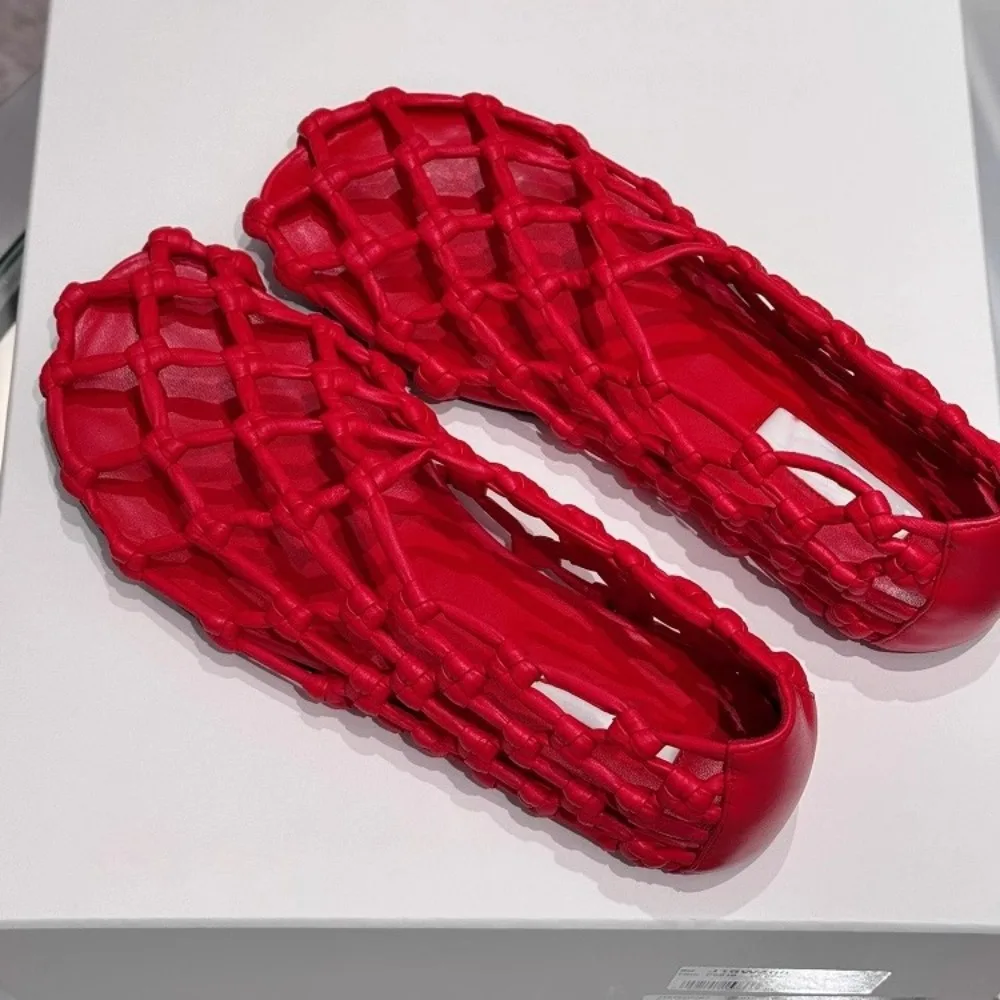 

Luxury Brand Designer Flat Sandals for Women Fashion Woven Hollow Loafers Summer 2025 Comfort Beach Casual Shoe Zapatos De Mujer
