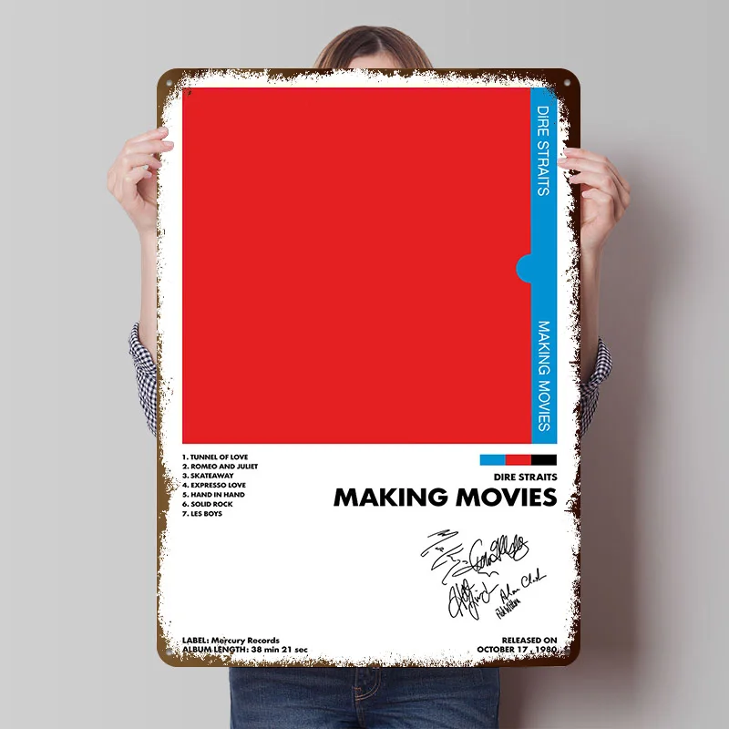 Dire Straits Making Movies Printing Poster Customized Retro Wall Art Vintage Metal Signs for Room Bathroom Decor Wand Deko Home