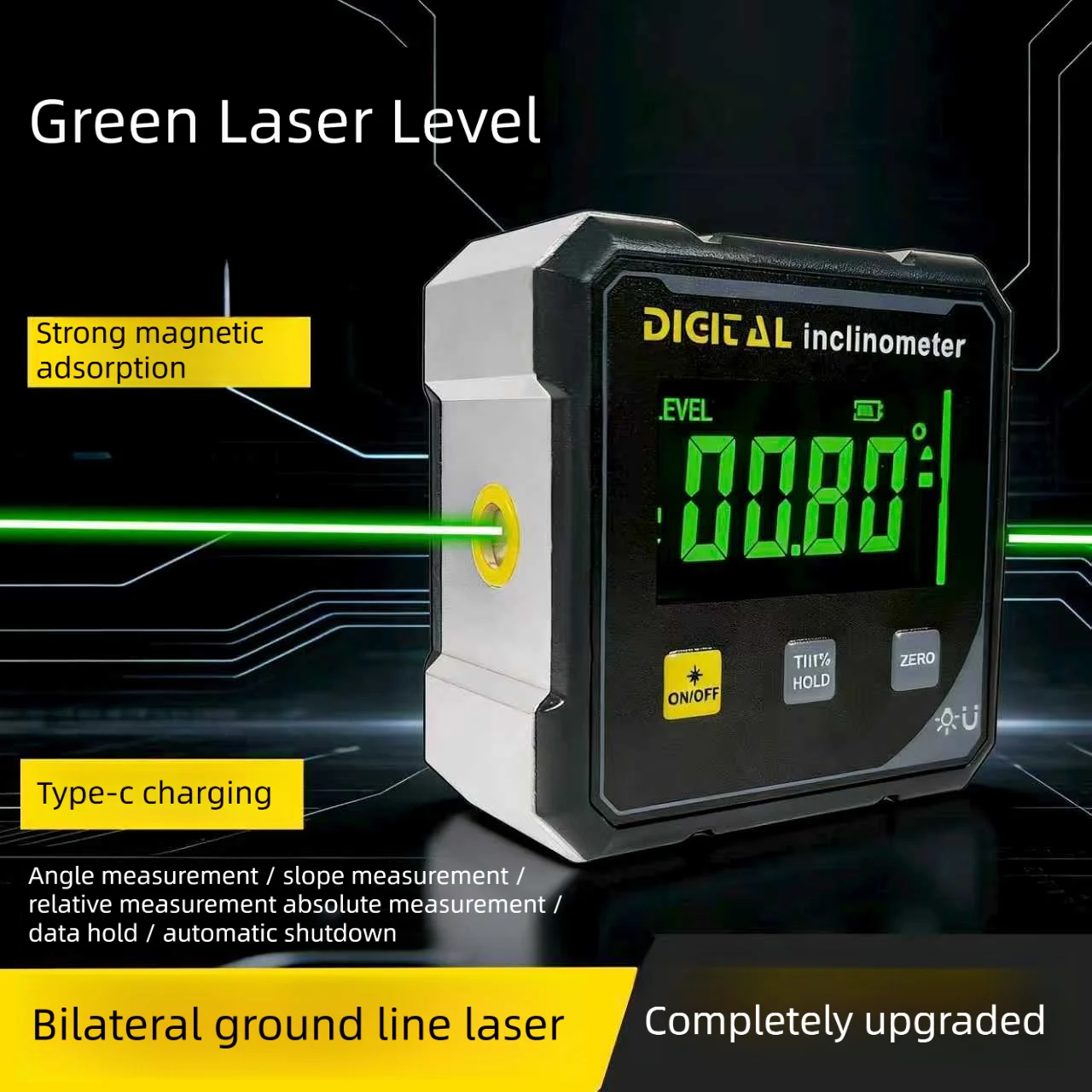 

Magnetic Laser Inclinometer Dual Green Laser Digital Electronic Level Digital Angle Measuring Instrument Protractor for Woodwork