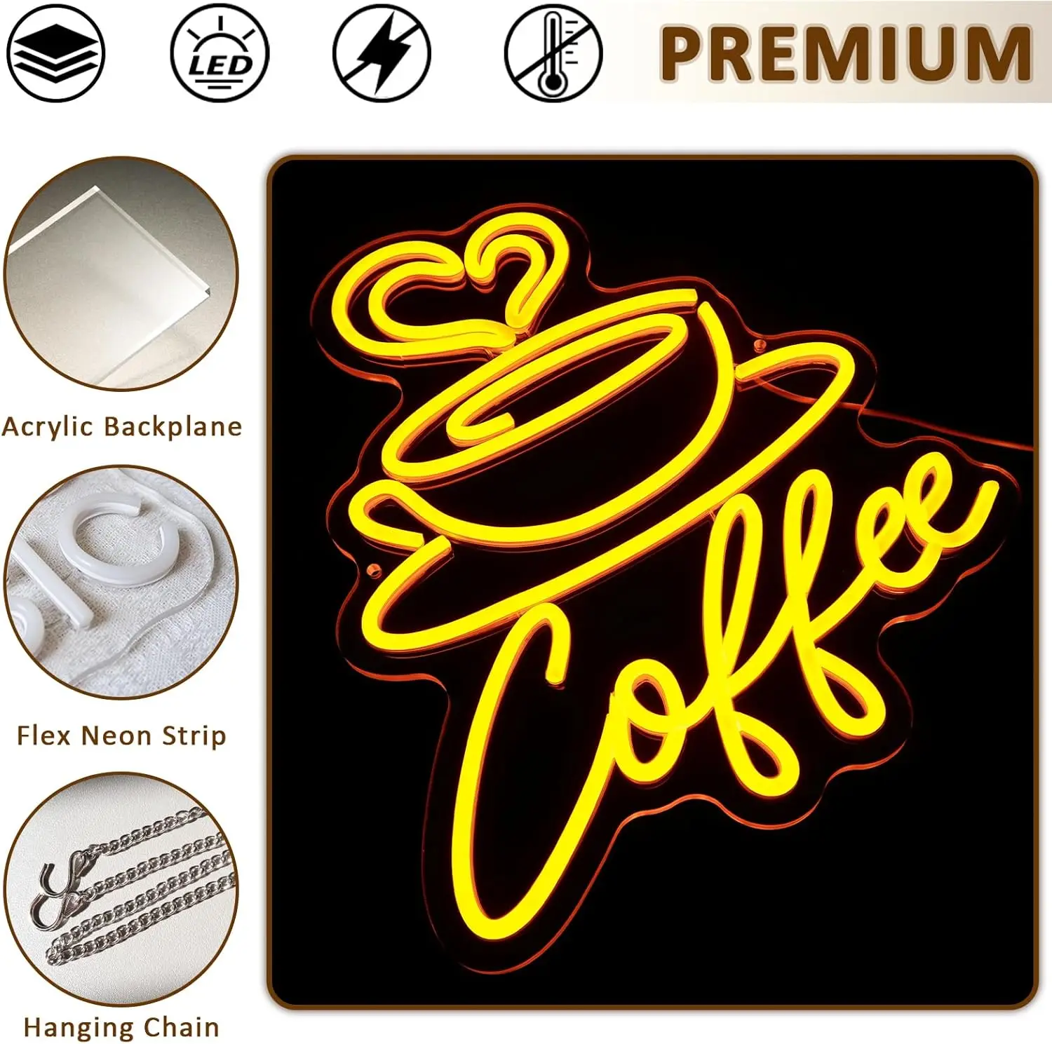 Coffee Neon Sign Dimmable Neon Lights for Bar Coffee Station Kitchen Man Cave Party Decor Aesthetics Draw Celebratory Gifts