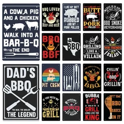 Vintage Style Tin Sign, Retro Metal Tin Signs Dad BBQ Restaurant Metal Sign Wall Decor,Vintage with Sayings Kitchen Bar Pub Sign