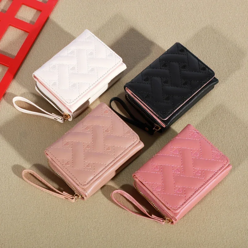Portamonete Love ricamato alla moda da uomo 1 pezzo, porta carte a tre ante, portafoglio con slot multipli per carte