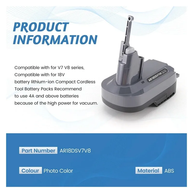 AR18DSV7V8 Battery Adapter Converter for AEG RIDGID 18V Lithium-ion Battery Converted  To for Dyson V7V8 Vacuum Cleaner​​​​​​​