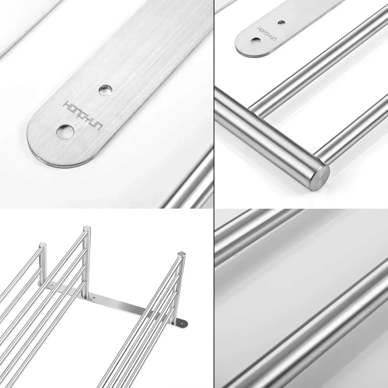 

[XMSJ]Towel Rack With 24-Inch Multilayer Hotel Racks 304 Stainless Steel Towel Bar Shelf Wall-Mounted Brushed Finish Bar WithTow