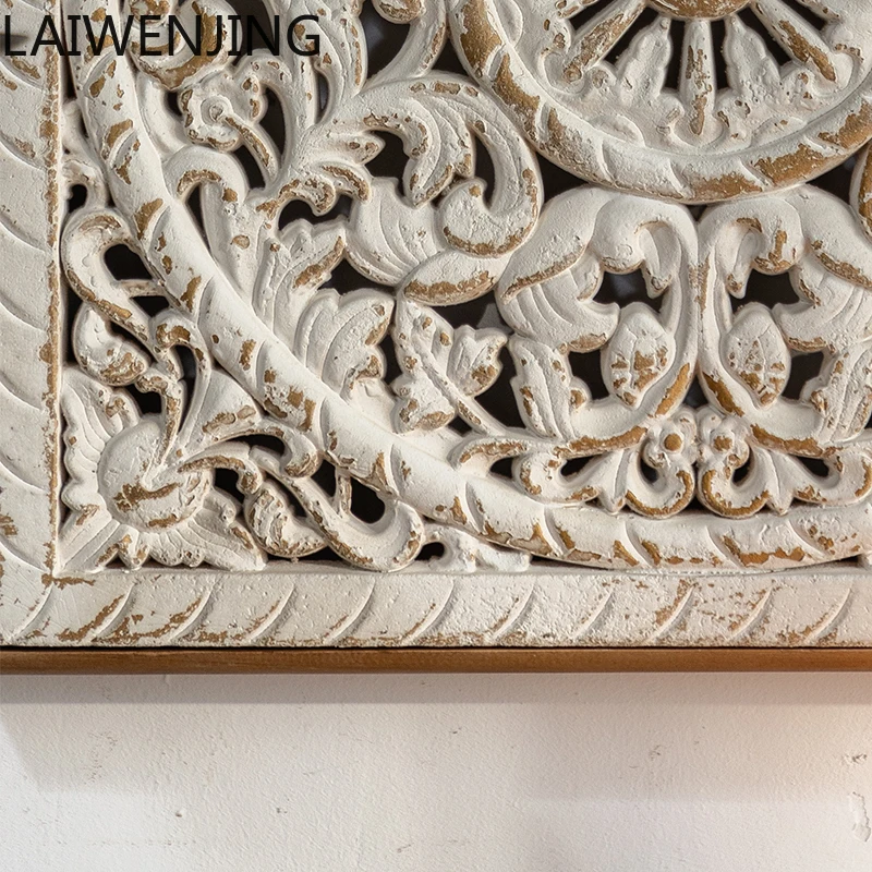 MJY American entrance solid wood against the wall foyer carved wall decoration ornament wood carving