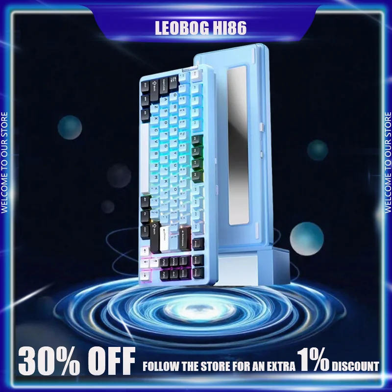 

LEOBOG Hi86 mechanical keyboard aluminum alloy 75% with three mode customized 8000mAh gasket RGB Pc wireless game keyboard gift