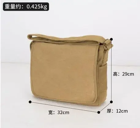 Canvas Shoulder Bag Men\'s Business Commute Large Capacity Carry-on Items Storage Carry Vintage Square Street Cross-body Bag  가방