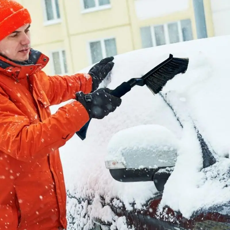 Ice Scrapers For Car Windshield 2 In 1 Ice Scraper And Brush For Car Ergonomic Foam Grip Window Ice Scraper Snow Cleaner For Car