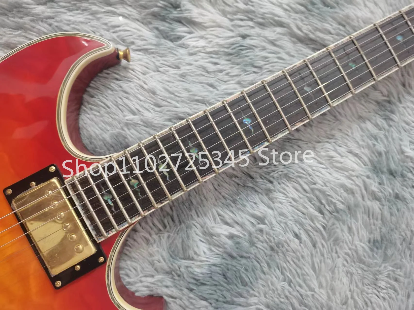 6-string electric guitar, Rose Wood fingerboard, colorful shell inlay, inverted bridge, gold accessories, free shipping