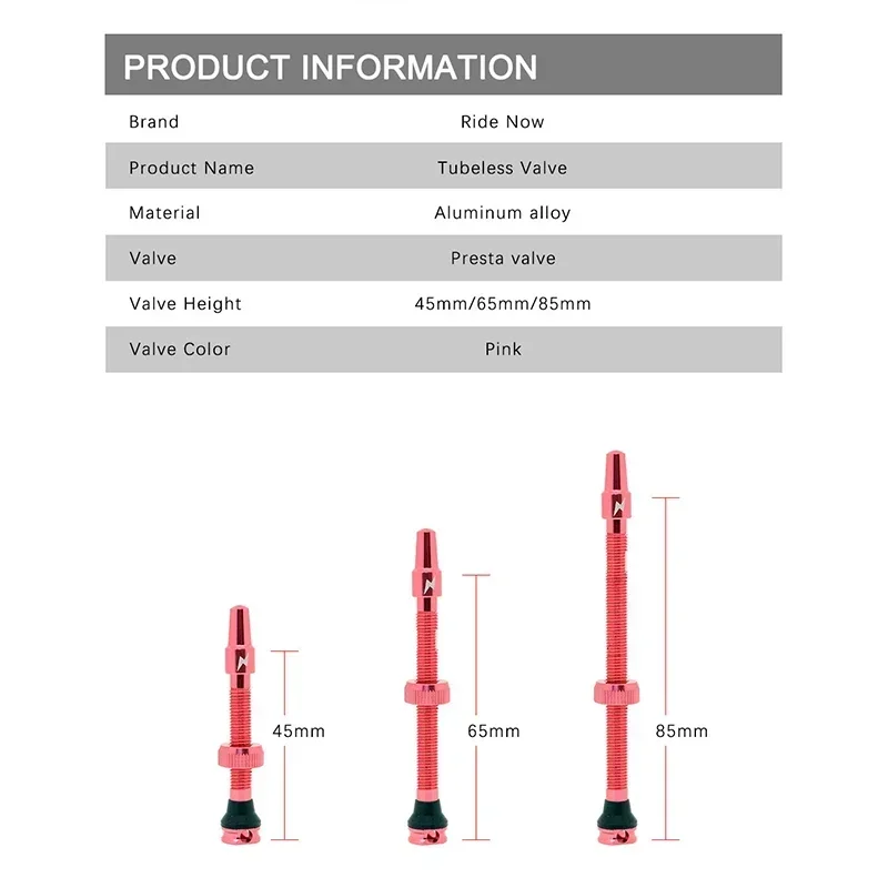 Ridenow Tubeless Presta Valve F/V CNC Anodized Aluminum Alloy Bicycle Valve Presta Nipples Removable Core Air Valve for Road MTB