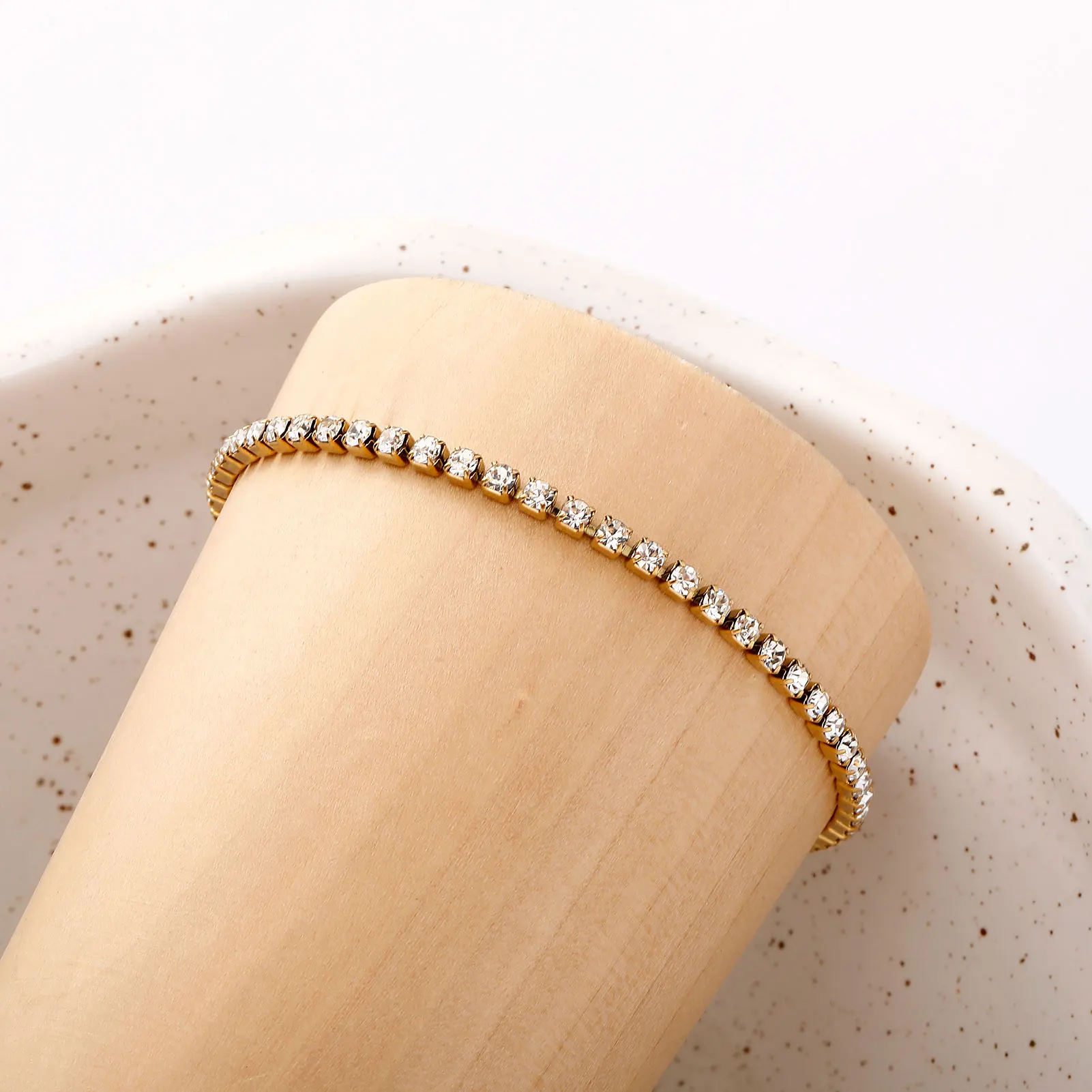 TOPGRILLZ 2MM Waterproof Stainless Steel Tennis Chain Adjustable Rhinestone Bracelet Shiny Crystal Chain on Hand Sexy Accessorie