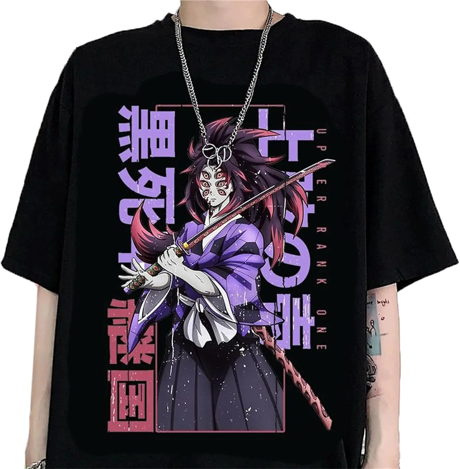 

MDEM Demon Slayer Anime Kokushibo Kanroji T-Shirt Short Sleeve Cotton Mitsuri Tsugikuni Yoriichi Summer Loose