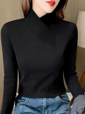 Slim Fit Double Sided Velvet Base Shirt Women's Autumn Winter New Style Fashionable Long Sleeve T-Shirt Inner Wear Top Trendy