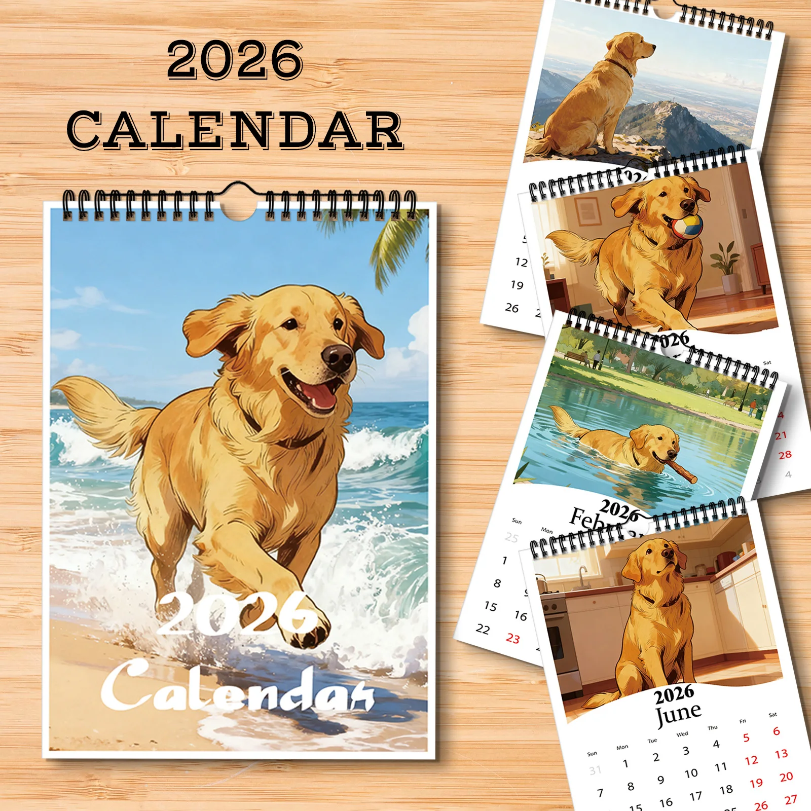 

1PC 2026 Golden Retriever Theme Calendar,Perfect for Date Planning,Desktop Decoration,and A Great Pet-themed Gift for Dog Lovers