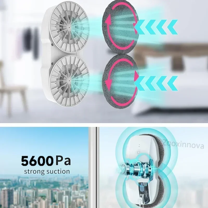 Auto Window Cleaning Robot with UPS System, Intelligent Vacuum & Mop Combo for Glass Floor Home Office Smart Appliance