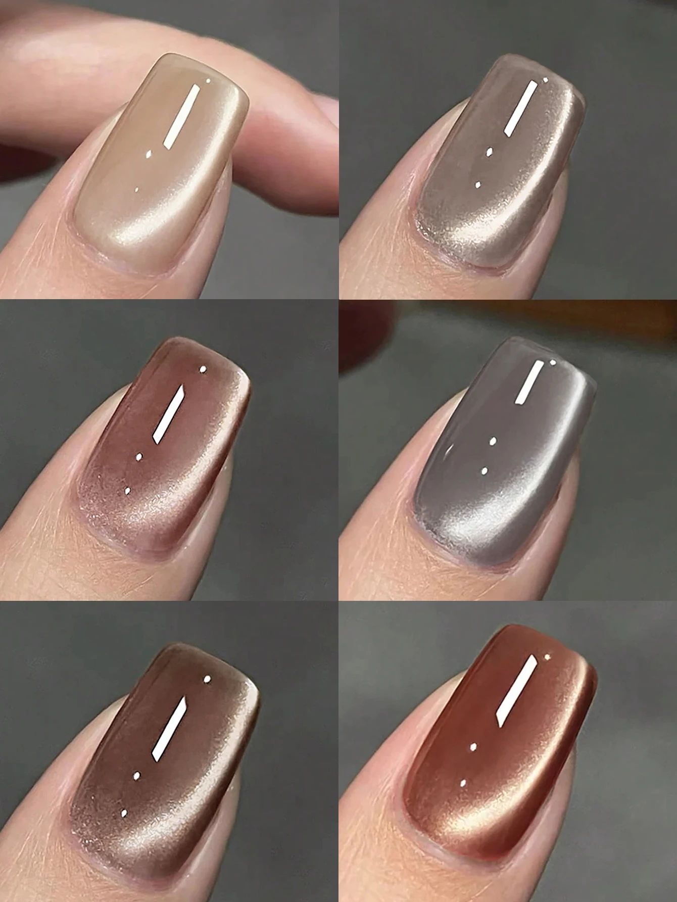 6個入り 15ml 高級コーヒーキャッツアイネイルジェルポリッシュセット ソークオフUV LEDキャッツアイジェルポリッシュ マニキュアネイルアートギフトキット