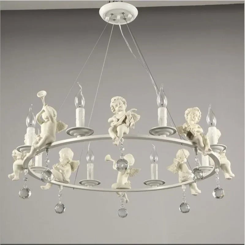 Angel chandelier led lamps living room dining room crystal chandelier E14 led lustre light chandeliers