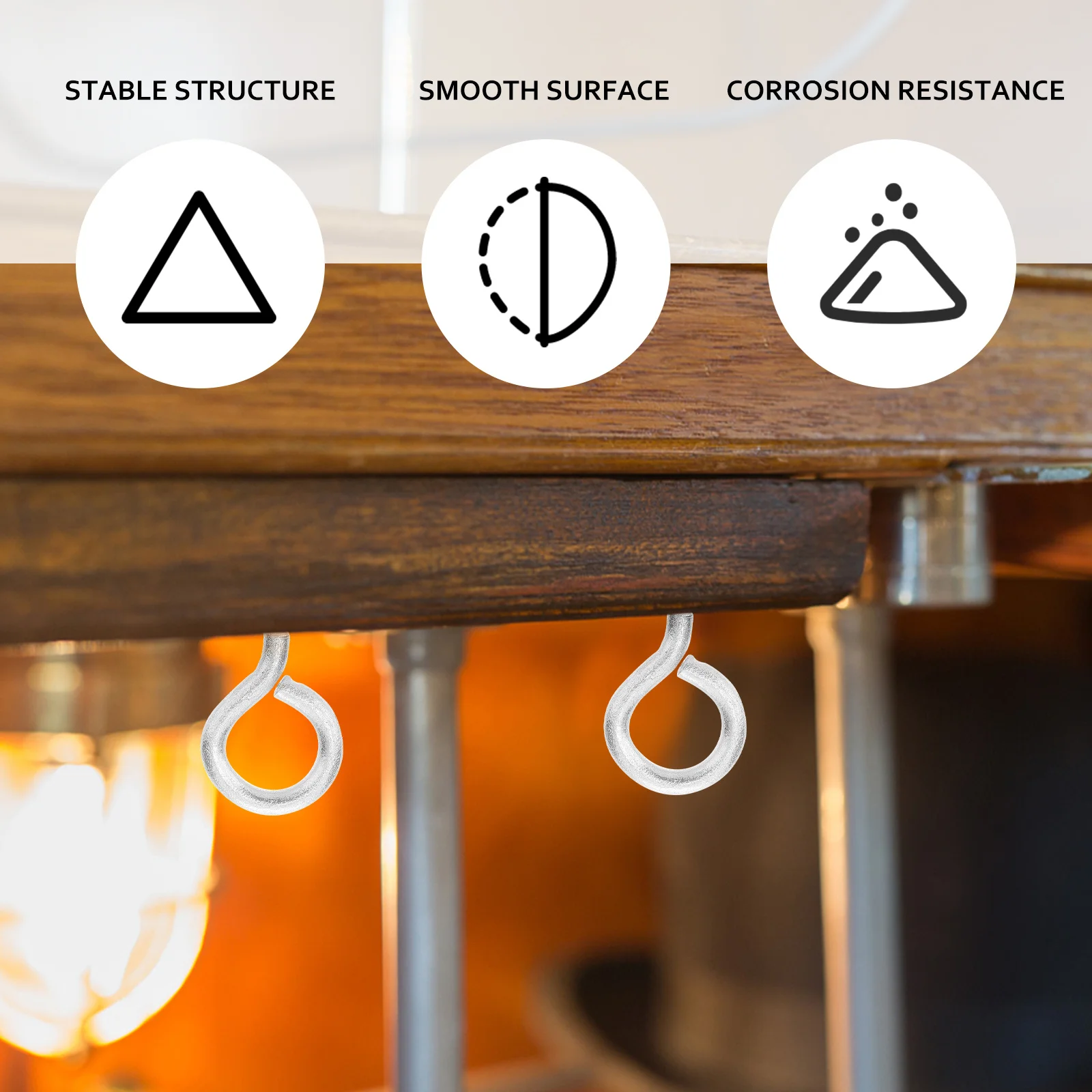 10pcs Heavy Duty Durable Metal Screw Hooks Self-Tapping Rustproof For Wood Lifting Suspension Home Office Hardware