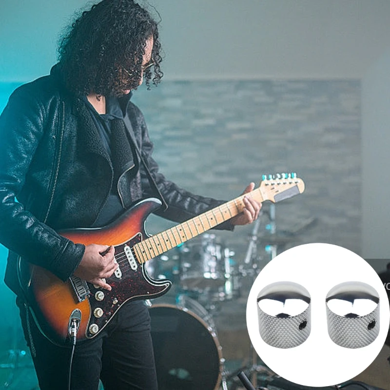 

K0EF 2Pcs Nonslip Guitar Potentiometer Control Knobs Metal Volumes Tone Dome Top Kno,Metal Dome Knobs with Hole Guitar Parts