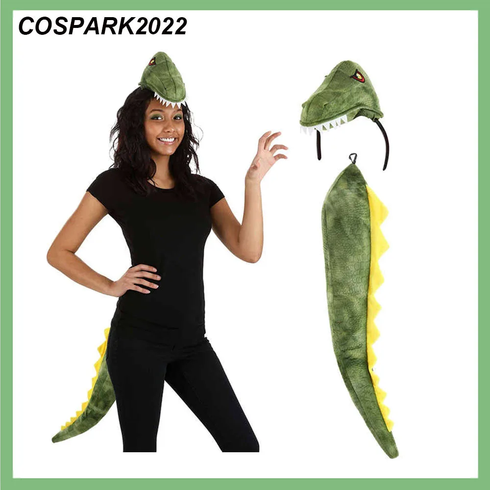 Children Stage Performance Dinosaur Cosplay Tail Party Suit Outfits Halloween Carnival Headset Costume Dress up Birthday Props