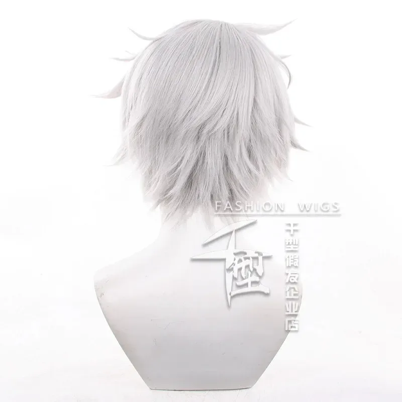 Honkai Star Rail Phainon Peluca de Cosplay Gris Blanco Pelo Corto Amphoro La Tierra Eterna Fiesta de Halloween para Mujeres Hombres Accesorios