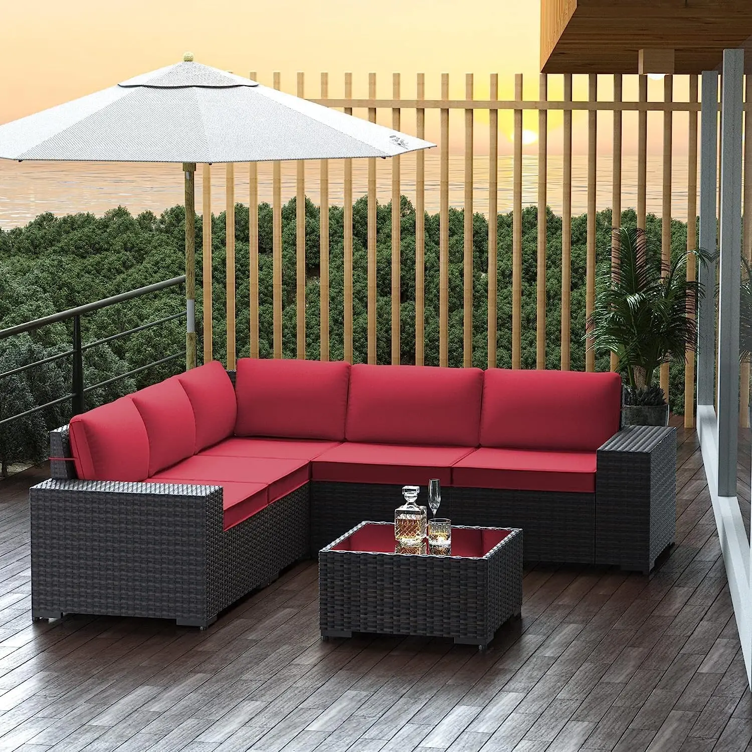 Outdoor Patio Furniture Set,  Outdoor Furniture All Weather Patio Sectional Sofa  Modular Conversation Sets