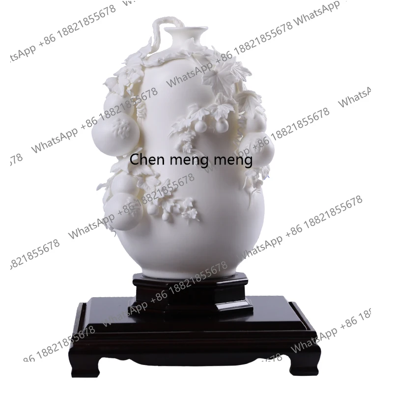 

White porcelain, creative gourd Fulushou vase ornament home living room birthday gift