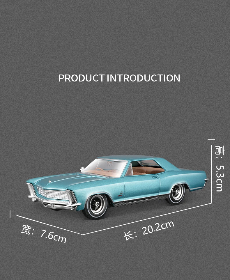 Maisto 1:26 Buick Riviera Gran Sport 1965, Legierungsauto, Druckguss und Spielzeugfahrzeuge, Automodell, Miniaturmodellauto für Kinder