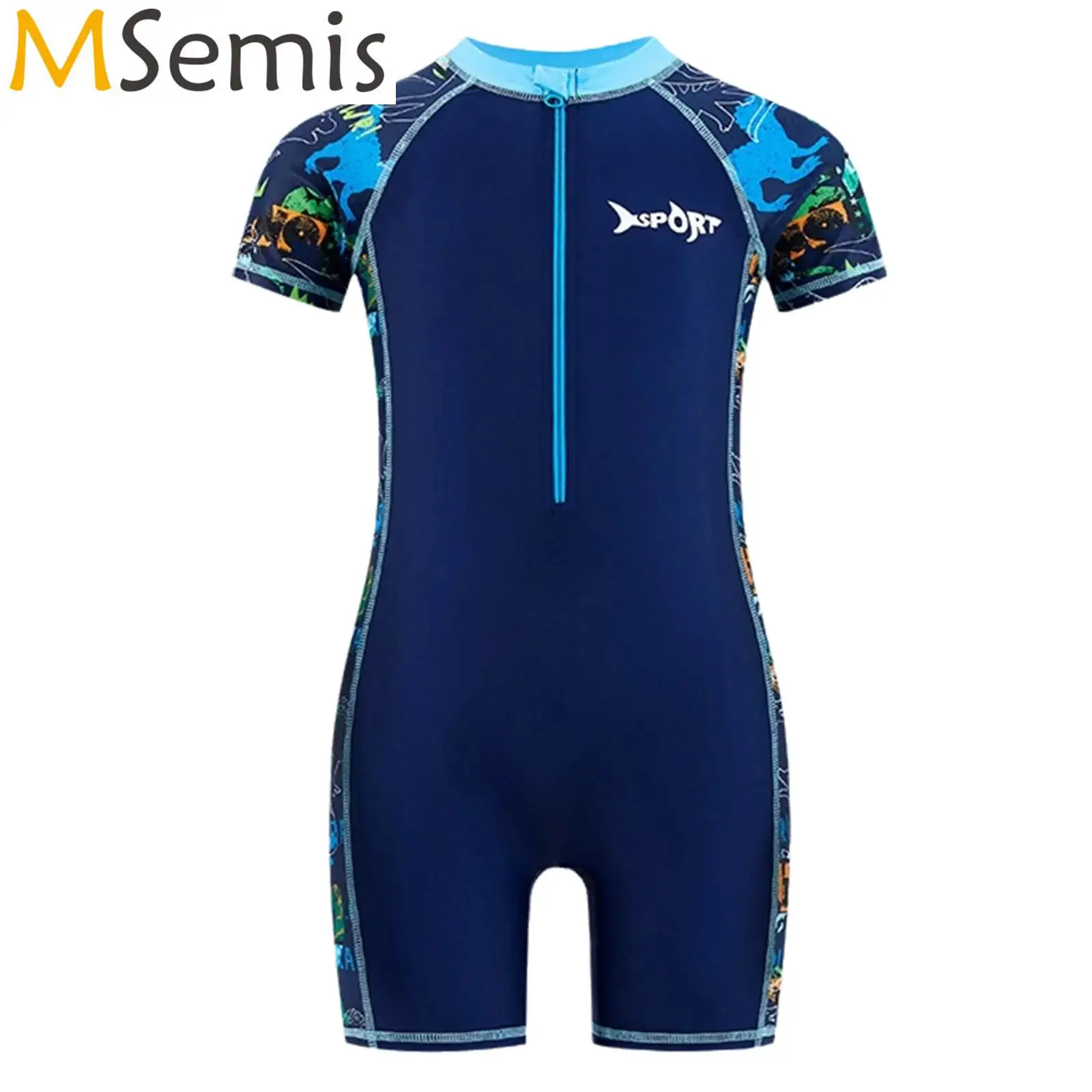 

Kids Boys One Piece Rash Guard Swimsuit Short Sleeve Dinosaur Print Sport Swimwear UPF 50+ Sun Protection Swimming Bathing Suits