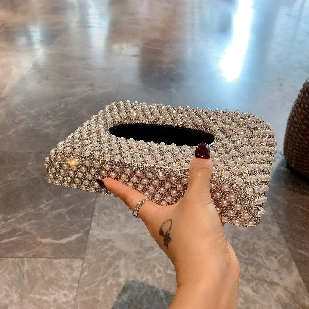 Sparkling Sequin Car Tissue Box Crystal Car Tissue Holder Hotel Living Room Napkin Holder Home Car Decoration Decorations