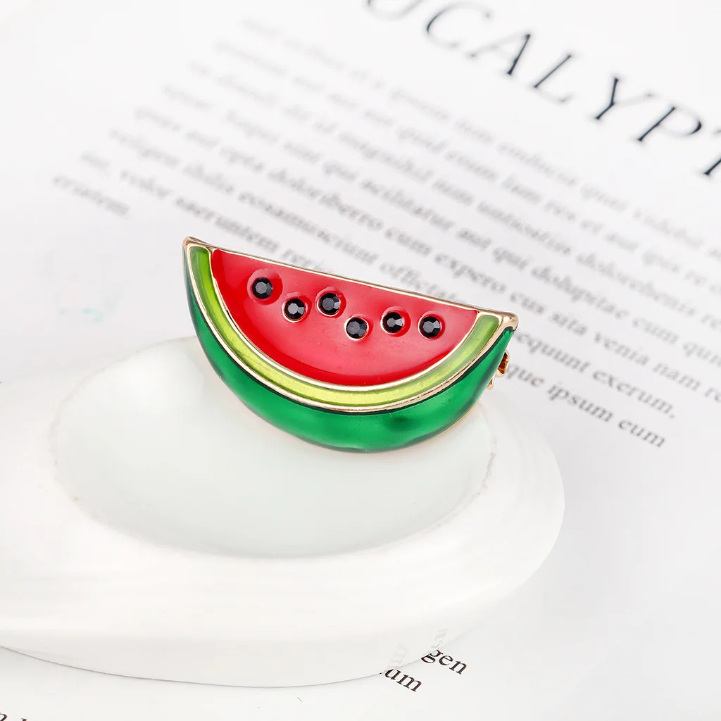 Korean version of cute cartoon watermelon brooch rainbow fruit metal pin corsage Jewelry gifts for friends at daily parties