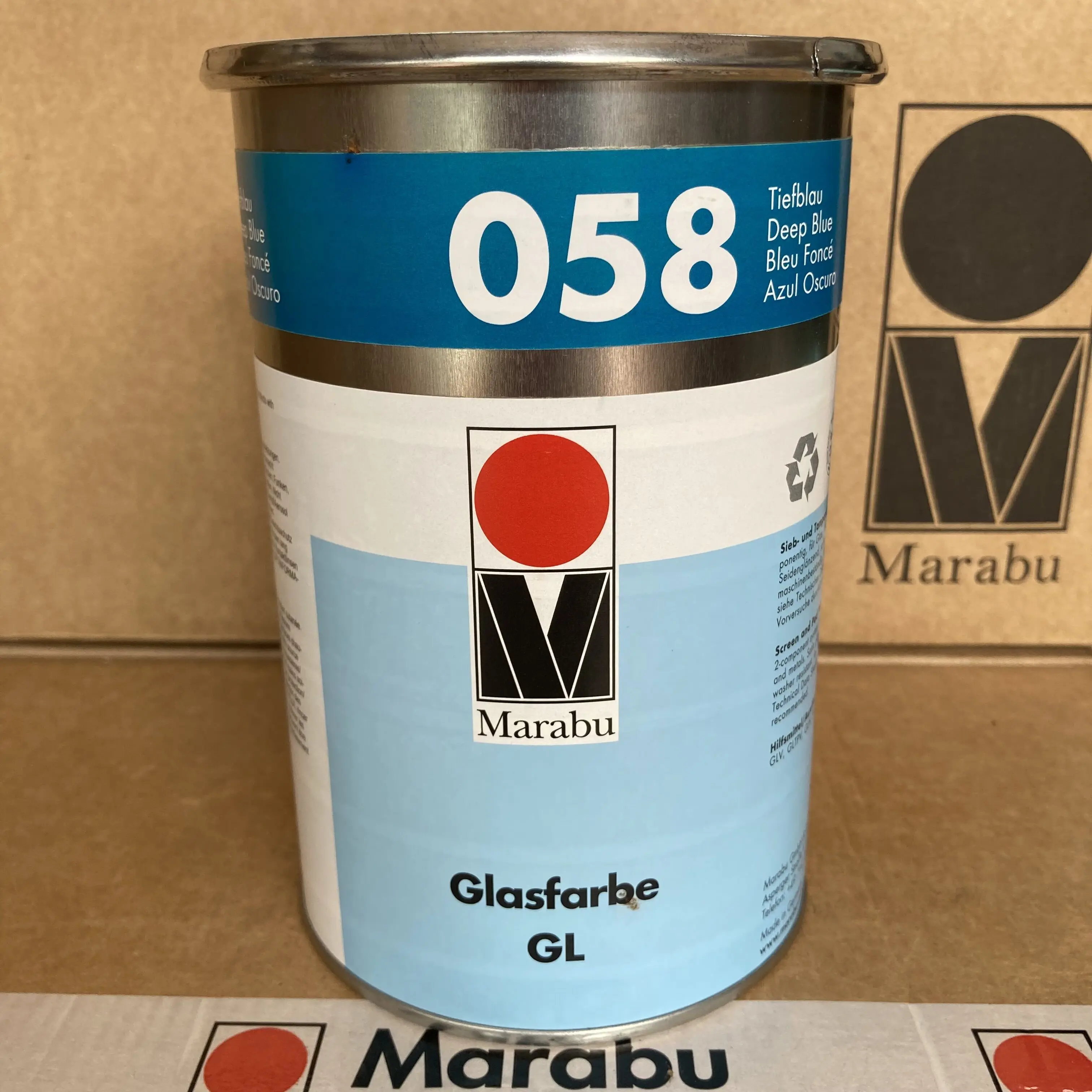 Marabu GL058 Dark Blue Ceramic, Metal, Glass Ink – Premium Screen & Pad Printing Ink