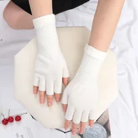 Gants longs noirs tricotés sans doigts pour hommes et femmes, chauds, extensibles, élastiques, à la mode, mitaines d'extérieur, accessoires de cyclisme, hiver 6