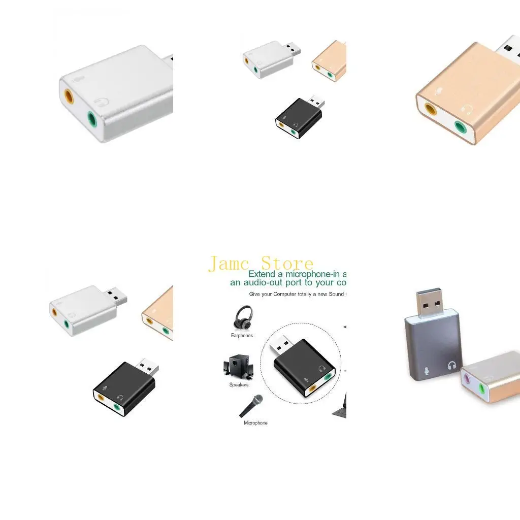 LX0B External 7.1 USB 3D Surround Sound Card Box Headphone and Mic Input