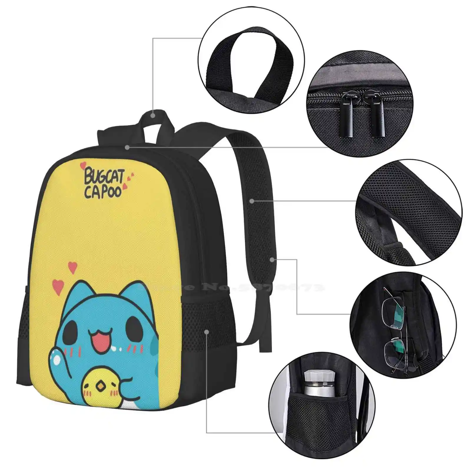 Bugcat Capoo de felpa Unisex, bolsa para estudiantes, bonita y divertida, tienda