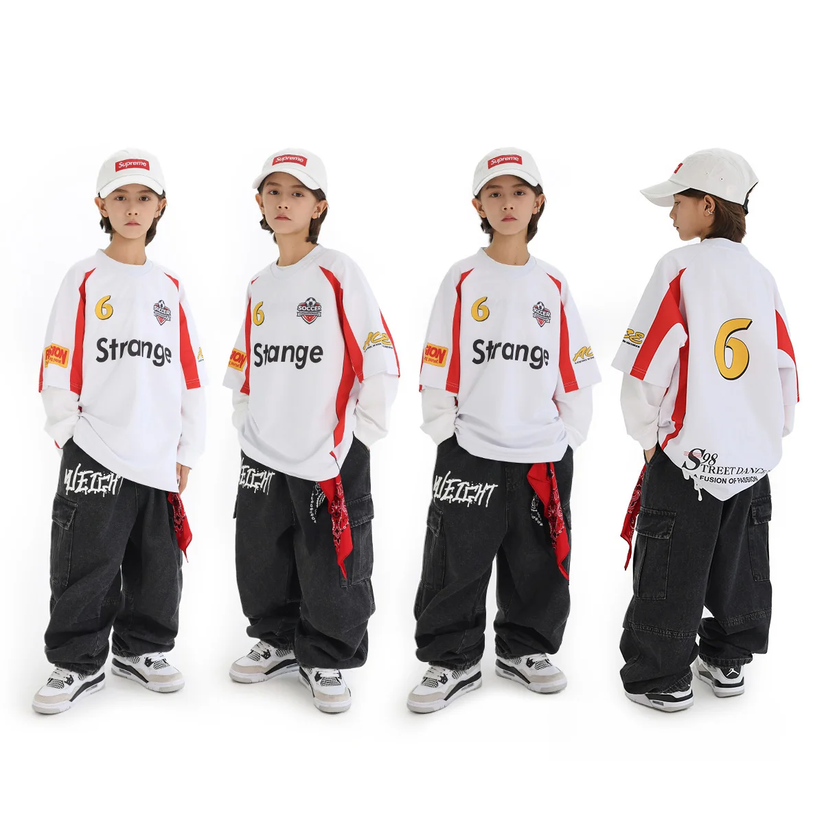 

Свободный белый топ для мальчиков, брюки-карго, наряды для джазовых танцев, танцевальный костюм в стиле хип-хоп, детская тренировочная одежда, сценические костюмы для уличных танцев DN21860