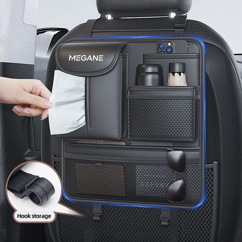 

Car Backseat Organizer with Tissue Cup Holder Car Seat Back Multi Pockets Storage Bag For Renault MEGANE 1 2 3 4 MK1 MK2 MK3 MK4