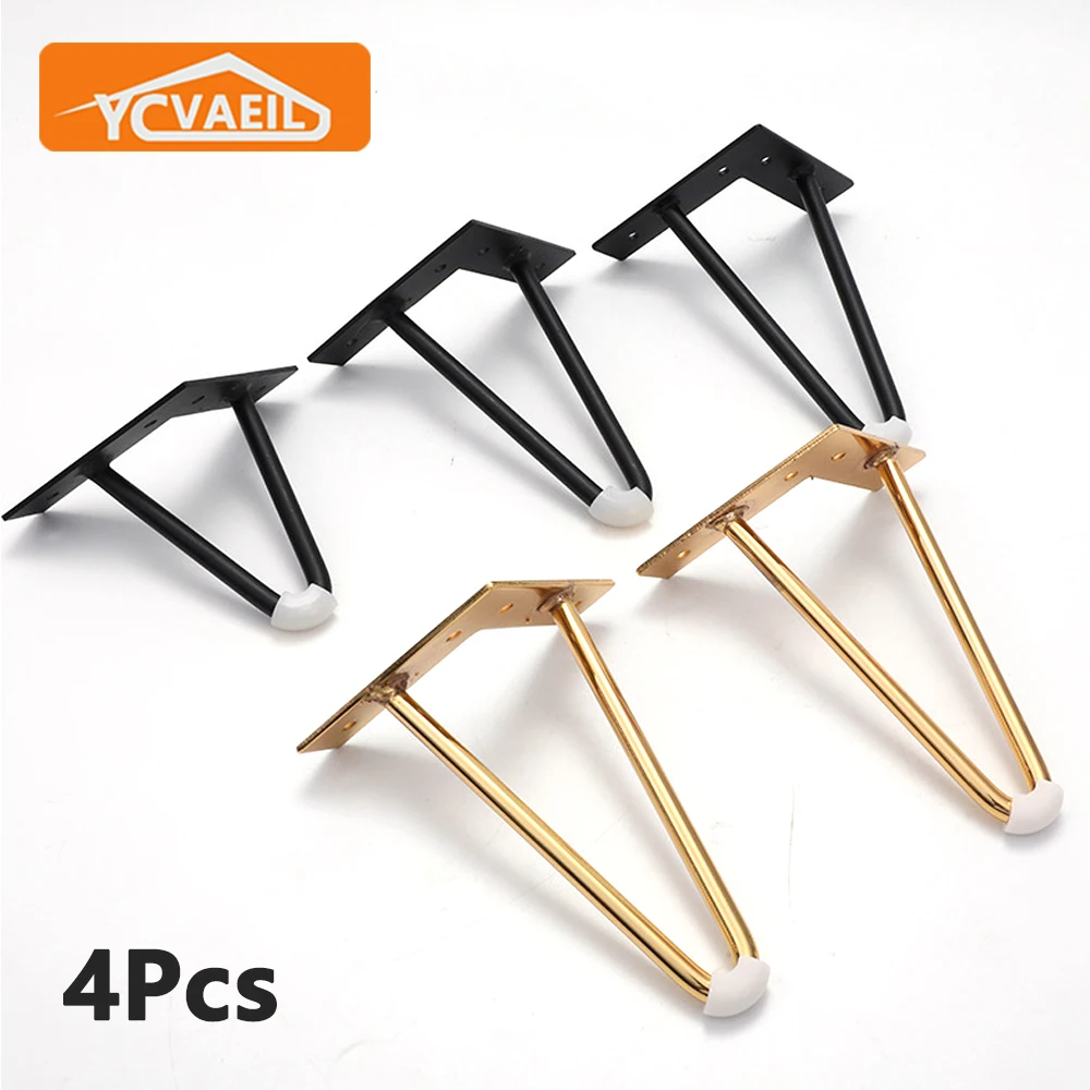 4pcs Metal Legs for Furniture 10-40cm Coffee Table Leg Black Gold Sofa Bathroom Cabinet Dresser Beds Desk Hairpin Leg Chair Feet