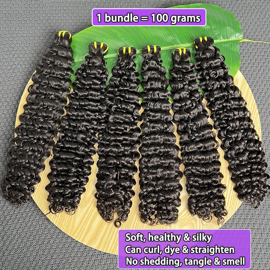 Fasci di capelli umani ricci doppi disegnati Colore nero naturale 10 "-30" Estensioni di tessitura dei capelli vergini grezzi non trattati al 100% all'ingrosso