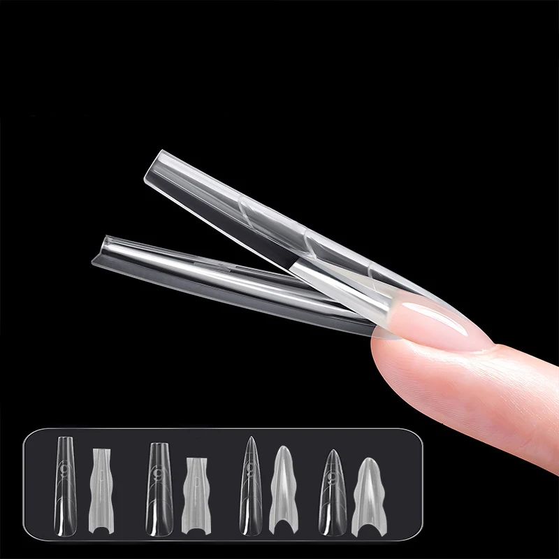 แบบฟอร์มต่อเล็บ New NAIL Sandwich แบบคู่ รูปทรงวงรี สำหรับต่อเล็บแบบยาว 180/240 ชิ้น รูปทรงโลงศพ/อัลมอนด์ สำหรับต่อเล็บด้านบน/ด้านล่าง เพื่อการต่อเล็บอย่างรวดเร็ว